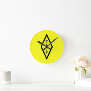 Horloge Ronde Symbole d'opérateur radio HAM International Jaune