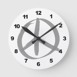 Horloge Ronde Symbole gris de paix