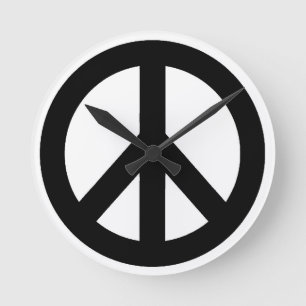 HORLOGE RONDE SYMBOLE SYMBOLE DE LA PAIX BLANC NOIR