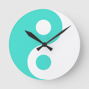 Horloge Ronde SYMBOLE YIN Yang Turquoise