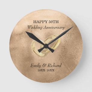 Horloge Ronde Symboles de l'amour et du mariage avec des anneaux