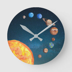 Horloge Ronde Système solaire Planets Space Earth Sun Jupiter