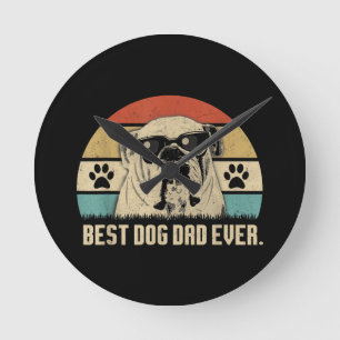 Horloge Ronde T-shirt Meilleur Papa Bouledogue Anglais Vintage