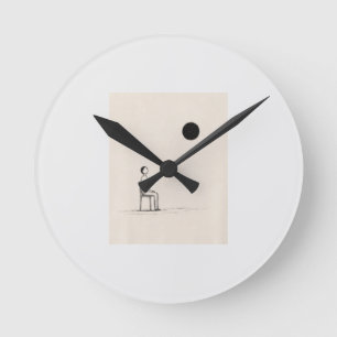 Horloge Ronde T-Shirt Philosophie Art Existentialiste Minimali