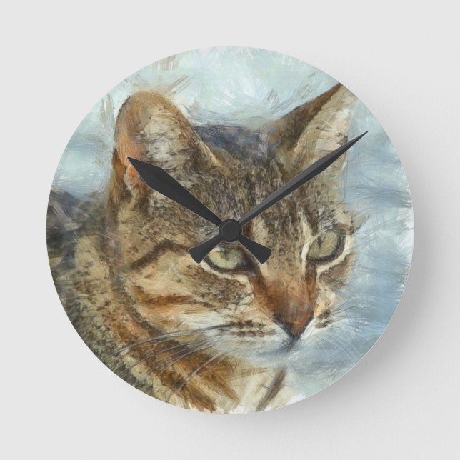 Horloge Ronde Tabby Cat Étonnant Gros Plan Graphite Portra (Recto)