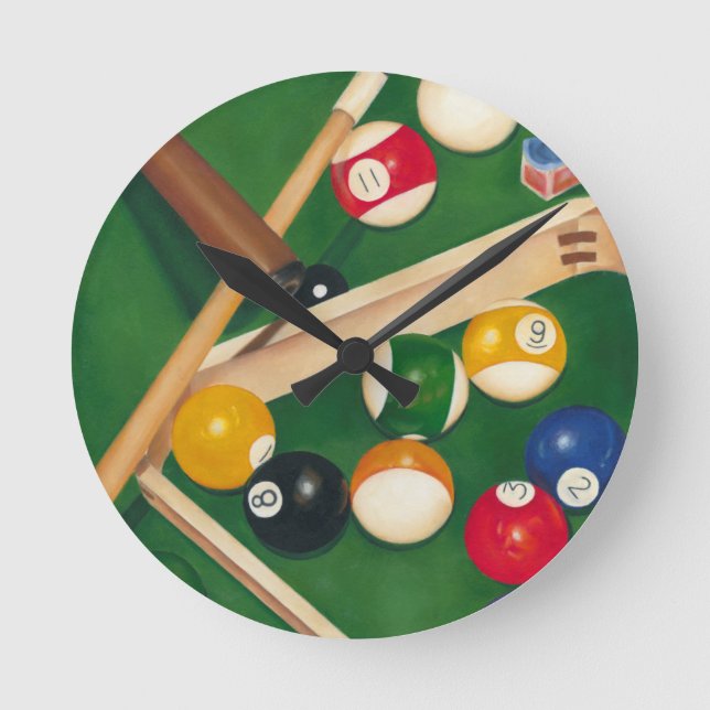Horloge Ronde Table de billard Lifelike avec boules et craie (Recto)