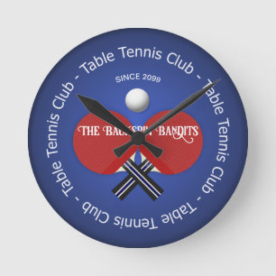 Horloge Ronde Table Tennis Ping Paddle & Ball Wall