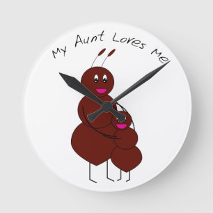 Horloge Ronde Tante mignonne et fourmi enfant dessin animé drôle
