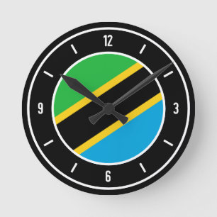 Horloge Ronde Tanzanie Drapeau Élégant