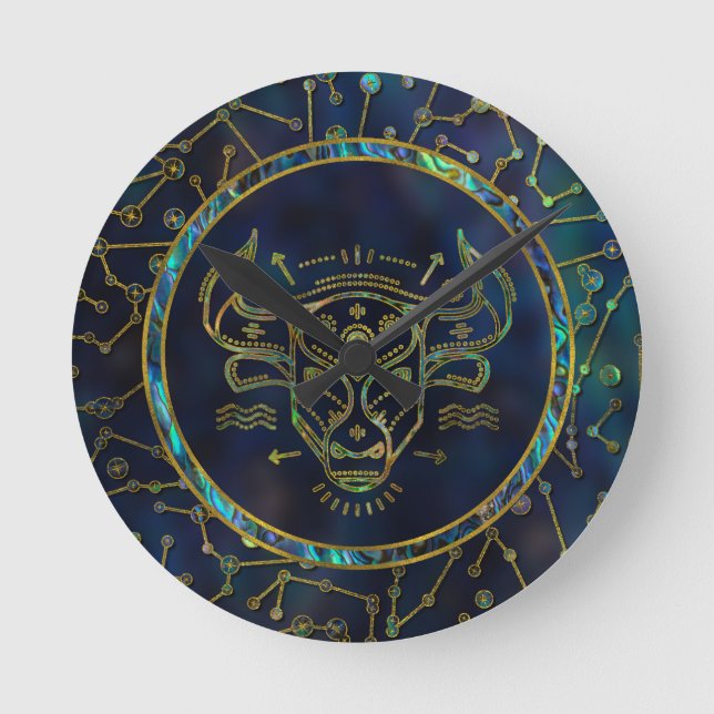 Horloge Ronde Taurus zodiac Gold Abalone on Constellation (Recto)