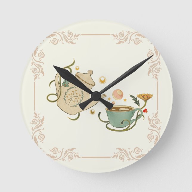 Horloge Ronde Tea Time Art, Graphisme (Recto)
