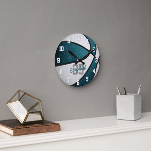 Horloge Ronde teal white girrboys
