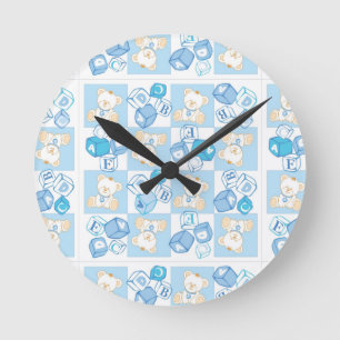 Horloge Ronde Teddy bear check pattern