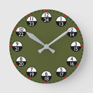 Horloge Ronde Temps militaire 24 heures