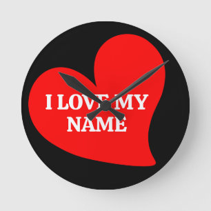 HORLOGE RONDE TENDANCE CŒUR ROUGE J'AIME MA SAINT VALENTIN ROMAN