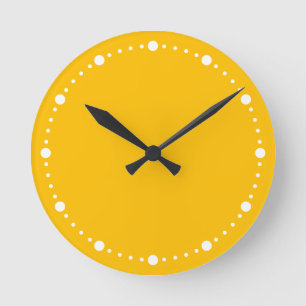 Horloge Ronde Tendance Couleur Sunburst Jaune Blanc Points Horlo