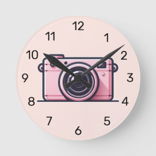 Horloge Ronde Tendance Rose Instantané Shoot Appareil Photo