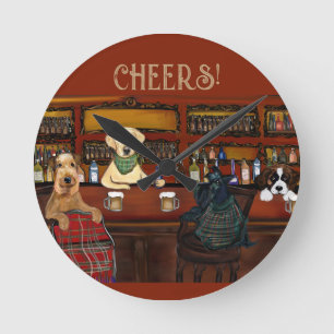 HORLOGE RONDE TERRIER AIREDALE & AMIS      