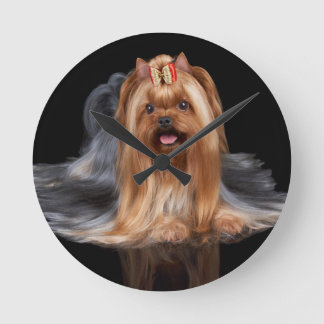 Horloge Ronde Terrier noir du Yorkshire