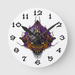 Horloge Ronde Tête Alien - violet