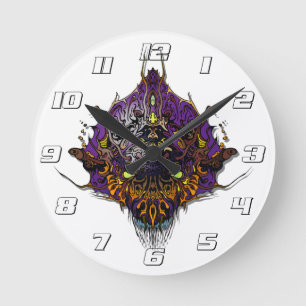 Horloge Ronde Tête Alien - violet