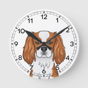 Horloge Ronde Tête de Cavalier King Charles Spaniel Blenheim