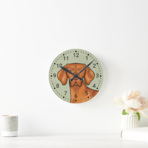 Horloge Ronde Tête de chien Magyar Vizsla de dessin animé Pointe