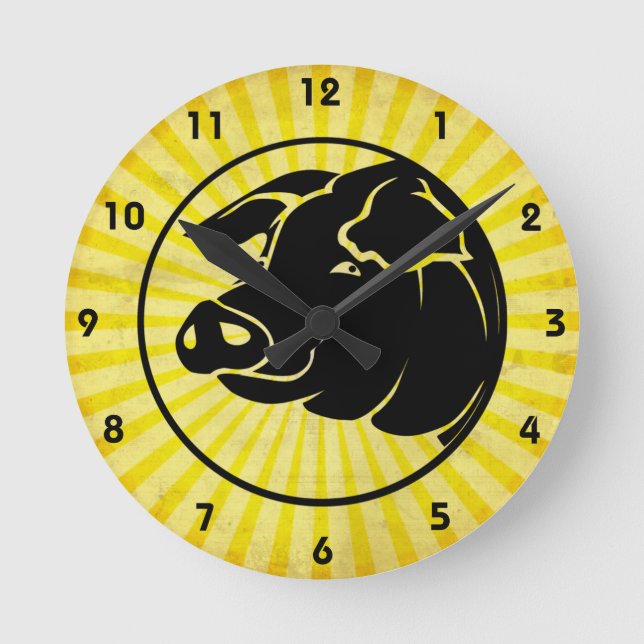 Horloge Ronde Tête de porc ; Jaune (Recto)