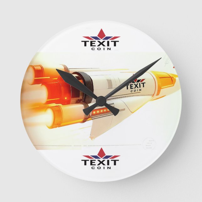 Horloge Ronde "TeXit Coin Rocket Ship avec logo (Recto)