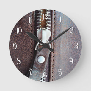 Horloge Ronde Texture en cuir