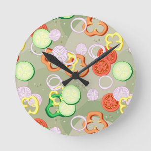 Horloge Ronde Texture With Slices Of Vegetables