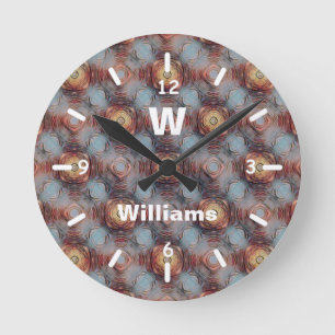 Horloge Ronde Textured Stone Abstract Modern Pattern monogram