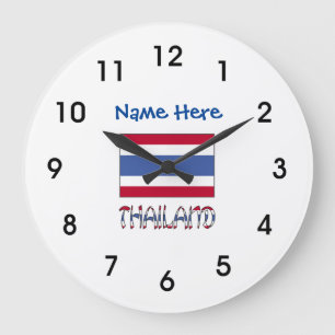 Horloge Ronde Thaïlande et drapeau thaï avec votre nom Grande ho