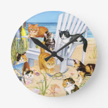 The Beach Kittens Wall Clock