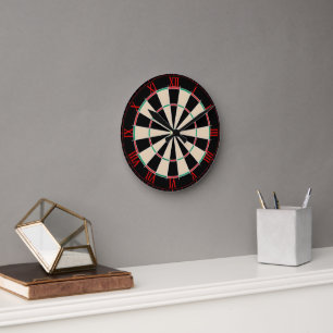 Horloge Ronde Thème sportif de fléchettes rétro