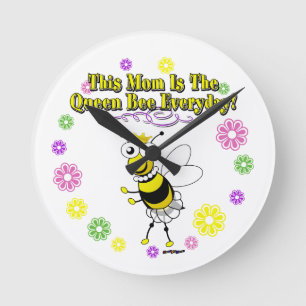 Horloge Ronde This Mama Is The Queen Bee Everyday Bee Flower Rin