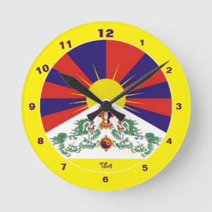 Horloge Ronde Tibetan Flag & Time Clock