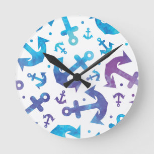 Horloge Ronde Tie Dye Motif Ancre 2