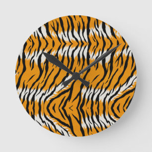 Horloge Ronde Tiger Skin Poster de animal Design Motif