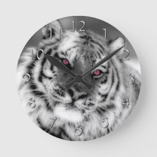Horloge Ronde Tigre observé par rose