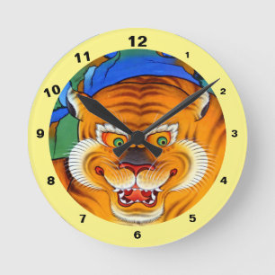 Horloge Ronde Tigre riant - Tibet, Himalaya (horloge)