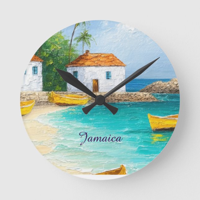 Horloge Ronde Tiny jamaican houses and skiffs (Recto)