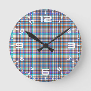 Horloge Ronde Tissu à carreaux Imprimé à carreaux Motif-57688