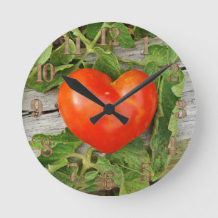 Horloge Ronde Tomate en forme de coeur