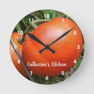 Horloge Ronde Tomates rouges de jardin Personnalisé 