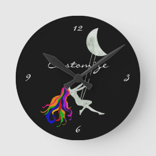 Horloge Ronde Tonnerre à tête rouge pivotante Lune