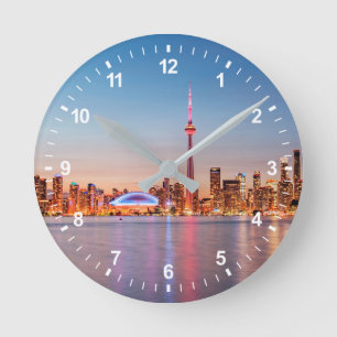 Horloge Ronde Toronto Skyline à Sunset