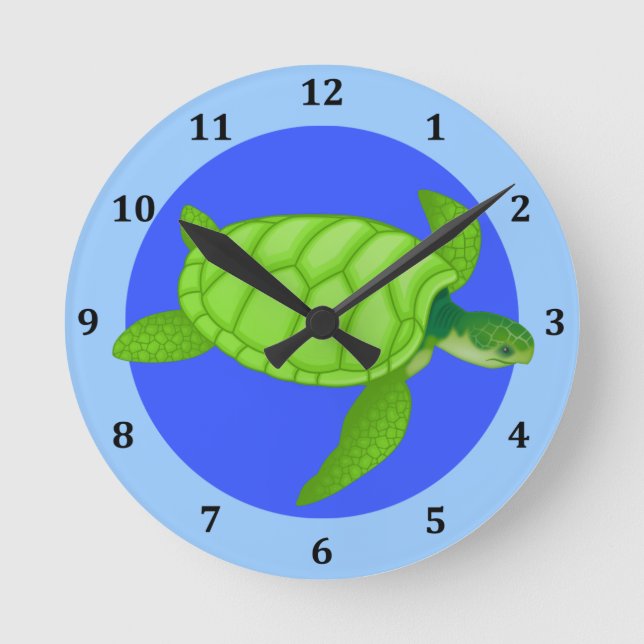 Horloge Ronde Tortue de mer Plage tropicale Océan Bleu (Recto)
