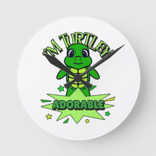 Horloge Ronde Tortue Mignonne Citation Drôle Totalement Adorable