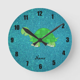 Horloge Ronde Tortue nommée personnalisée